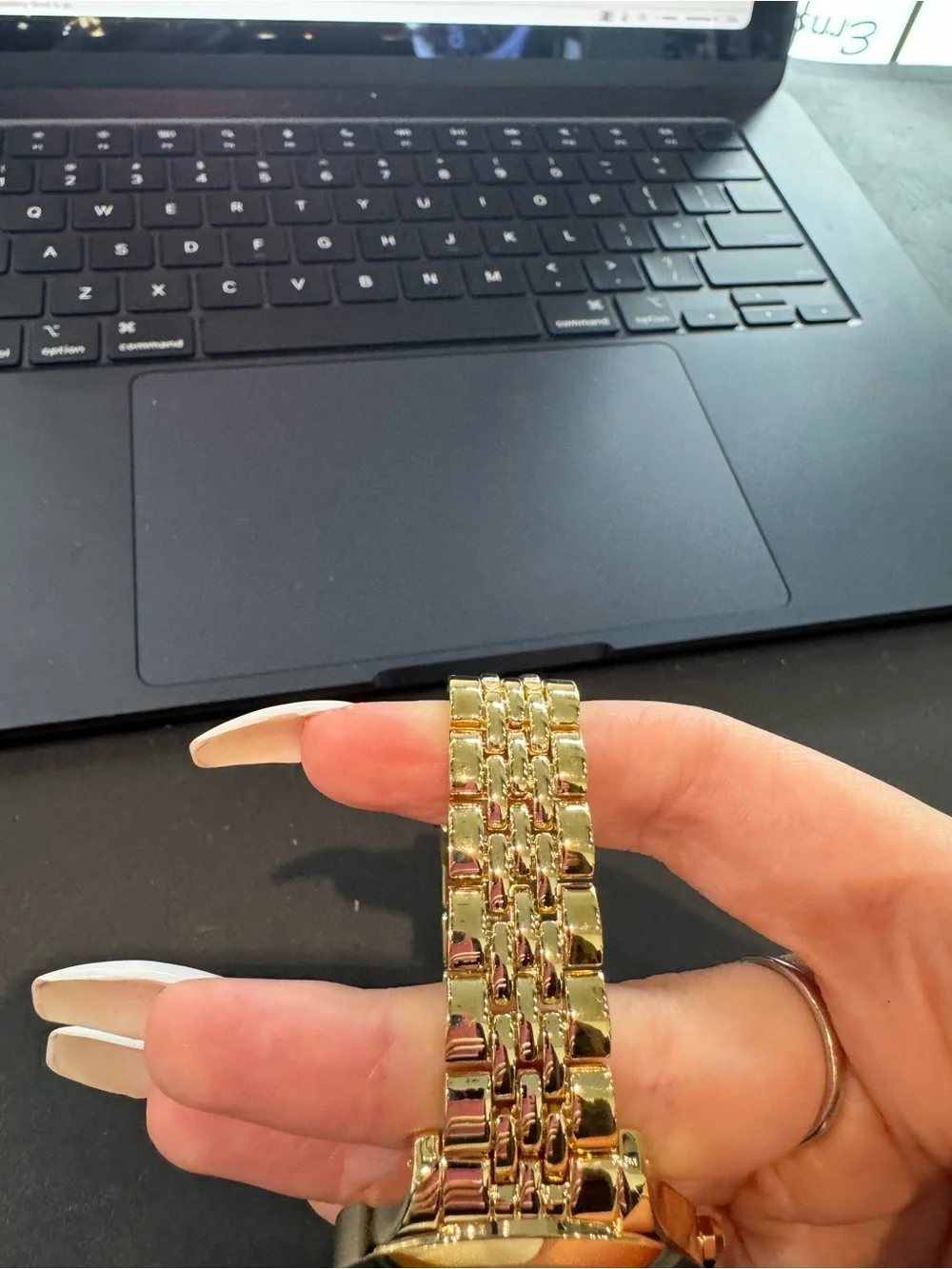 New IMAN Global Chic Gold-Tone Minimalist Yellow Dial Bracelet Watch